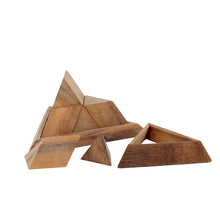 Load image into Gallery viewer, Triangle Pyramid wood 14 piece puzzle 3D hand made wooden Puzzles