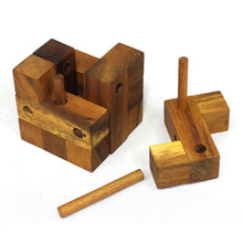 Load image into Gallery viewer, The ancient Key wooden brain teaser Locking challenge puzzle