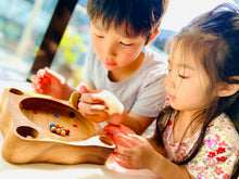 Load image into Gallery viewer, Spinning game fun board game- educational game with spinning top from 5 years old in solid wood. CE standards, ideal for mental calculation