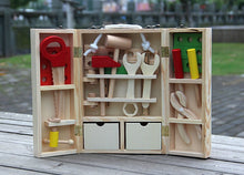 Load image into Gallery viewer, Wooden Tool Box set building and fixing pretend play educational toy