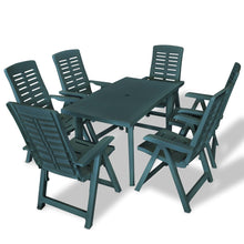 Load image into Gallery viewer, 7 Piece Outdoor Dining Set Plastic Green