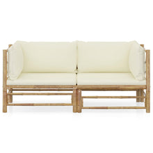 Load image into Gallery viewer, 2 Piece Garden Lounge Set with Cream White Cushions Bamboo