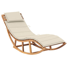 Load image into Gallery viewer, Rocking Sun Lounger with Cushion Solid Teak Wood