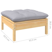 Load image into Gallery viewer, 3 Piece Garden Lounge Set with Grey Cushions Solid Pinewood