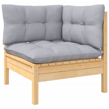 Load image into Gallery viewer, 3 Piece Garden Lounge Set with Grey Cushions Solid Pinewood