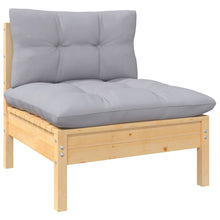 Load image into Gallery viewer, 3 Piece Garden Lounge Set with Grey Cushions Solid Pinewood