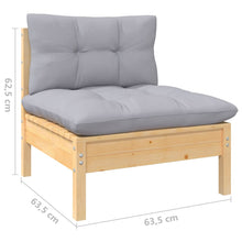 Load image into Gallery viewer, 3 Piece Garden Lounge Set with Grey Cushions Solid Pinewood