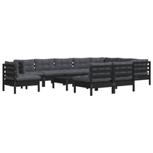 Load image into Gallery viewer, 11 Piece Garden Lounge Set with Cushions Black Solid Pinewood