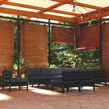 Load image into Gallery viewer, 11 Piece Garden Lounge Set with Cushions Black Solid Pinewood