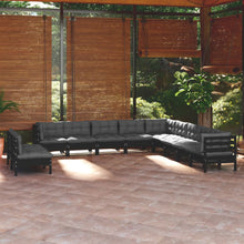 Load image into Gallery viewer, 11 Piece Garden Lounge Set with Cushions Black Solid Pinewood