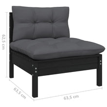Load image into Gallery viewer, 11 Piece Garden Lounge Set with Cushions Black Solid Pinewood