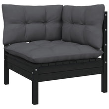 Load image into Gallery viewer, 11 Piece Garden Lounge Set with Cushions Black Solid Pinewood