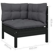 Load image into Gallery viewer, 11 Piece Garden Lounge Set with Cushions Black Solid Pinewood