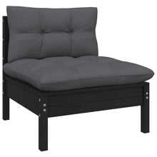Load image into Gallery viewer, 11 Piece Garden Lounge Set with Cushions Black Solid Pinewood