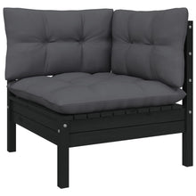 Load image into Gallery viewer, 11 Piece Garden Lounge Set with Cushions Black Solid Pinewood