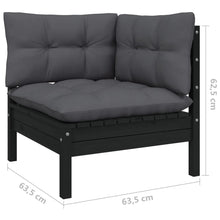Load image into Gallery viewer, 11 Piece Garden Lounge Set with Cushions Black Solid Pinewood