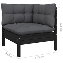 Load image into Gallery viewer, 11 Piece Garden Lounge Set with Cushions Black Solid Pinewood