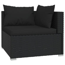 Load image into Gallery viewer, 11 Piece Garden Lounge Set with Cushions Black Poly Rattan