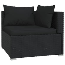 Load image into Gallery viewer, 11 Piece Garden Lounge Set with Cushions Black Poly Rattan