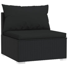 Load image into Gallery viewer, 11 Piece Garden Lounge Set with Cushions Black Poly Rattan