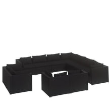Load image into Gallery viewer, 11 Piece Garden Lounge Set with Cushions Black Poly Rattan