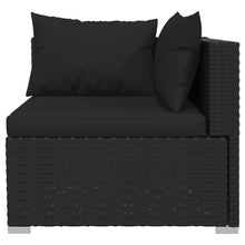 Load image into Gallery viewer, 11 Piece Garden Lounge Set with Cushions Black Poly Rattan