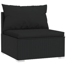 Load image into Gallery viewer, 11 Piece Garden Lounge Set with Cushions Black Poly Rattan