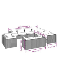 Load image into Gallery viewer, 11 Piece Garden Lounge Set with Cushions Black Poly Rattan