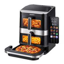 Load image into Gallery viewer, Devanti 12L Air Fryer Dual Basket Stacked 10 Inch Pizza Maker 2800W Touch Black