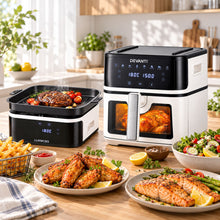Load image into Gallery viewer, Devanti 8L Air Fryer BBQ Grill 2-in-1 Flip 1650W Touch Control Oil Free White