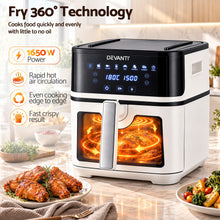 Load image into Gallery viewer, Devanti 8L Air Fryer BBQ Grill 2-in-1 Flip 1650W Touch Control Oil Free White