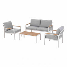 Load image into Gallery viewer, Gardeon 4-Piece Outdoor Sofa Set Aluminum Frame table and Chairs White