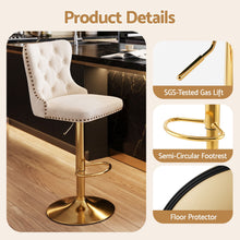 Load image into Gallery viewer, Artiss 4x Bar Stools Counter Chair Kitchen Adjustable Nailhead Trim Velvet Ivory