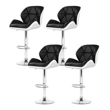 Load image into Gallery viewer, 4x Bar Stools Gas Lift Padded Leather Black & White