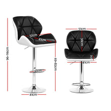 Load image into Gallery viewer, 4x Bar Stools Gas Lift Padded Leather Black & White