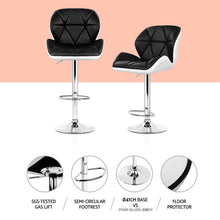 Load image into Gallery viewer, 4x Bar Stools Gas Lift Padded Leather Black & White