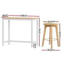 Load image into Gallery viewer, Artiss Bar Table and Stools Set Dining Desk Kitchen Chairs Cafe Pub