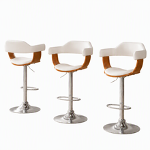 Load image into Gallery viewer, Artiss Bar Stools X3 Kitchen Counter Chair Gas Lift Swivel PU Selina White