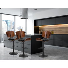 Load image into Gallery viewer, Artiss Bar Stools X3 Kitchen Counter Chair Gas Lift Swivel PU Cherry All Black