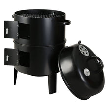 Load image into Gallery viewer, Fathers Day gift- the ultimate BBQ 3-in-1 Charcoal BBQ Smoker - Black