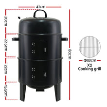 Load image into Gallery viewer, Fathers Day gift- the ultimate BBQ 3-in-1 Charcoal BBQ Smoker - Black