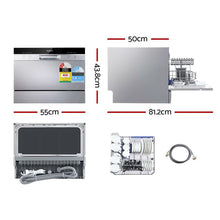 Load image into Gallery viewer, Devanti 6 Place Settings Benchtop Dishwasher Sliver