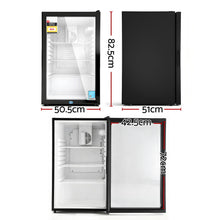 Load image into Gallery viewer, Devanti 105L Bar Fridge Glass Door Mini Fridge Countertop Cooler Black