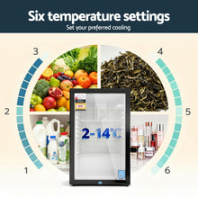 Load image into Gallery viewer, Devanti 105L Bar Fridge Glass Door Mini Fridge Countertop Cooler Black