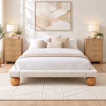 Load image into Gallery viewer, Artiss Queen Bed Frame and 2 Chest of Drawers Set, Boucle Upholstery Platform Bed
