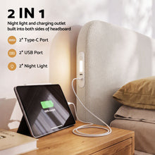 Load image into Gallery viewer, Artiss King Bed Frame with 100cm Bouclé Headboard, USB-C & Night Lights