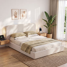 Load image into Gallery viewer, Artiss Queen Bed Frame with Bouclé Headboard, USB-C Charging & Night Lights