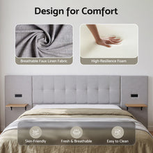 Load image into Gallery viewer, Artiss King Bed Frame with Wide Headboard, Floating Shelves and USB Grey