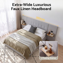 Load image into Gallery viewer, Artiss Queen Bed Frame with Wide Headboard, Floating Shelves and USB Grey