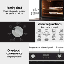 Load image into Gallery viewer, Devanti Electric Built In Wall Oven 80L Convection Grill Ovens Stainless Steel